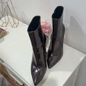 Metallic Pewter Ankle Boots